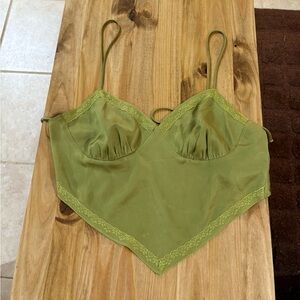 Green Lace Trim Bralette